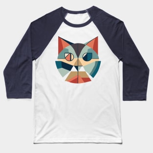 Geometric Cat Face Baseball T-Shirt